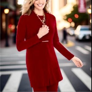 Chico’s Travelers Red Slinky Jacket with Clasp Closure Size 4 (Chico’s Size 0)